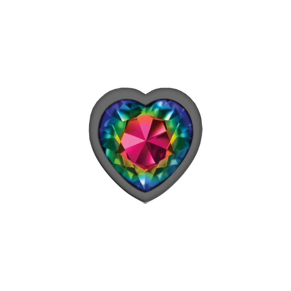 Rainbow Heart Gem Gunmetal Metal Plug - Sm