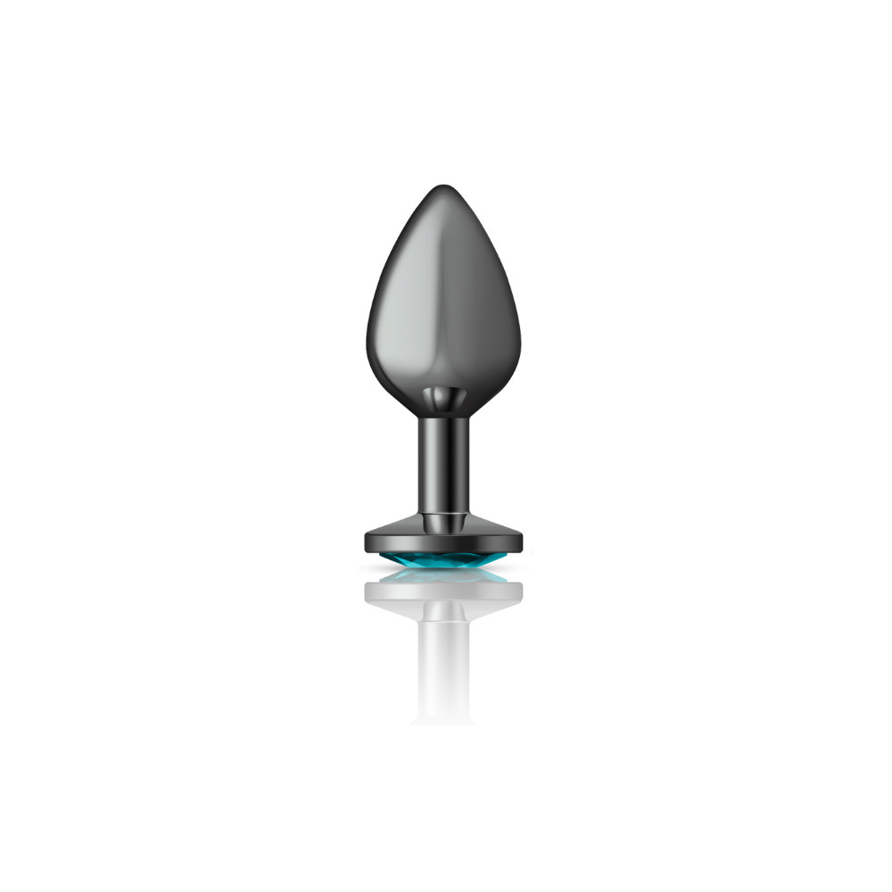 Teal Round Gem Gunmetal Metal Plug - Md