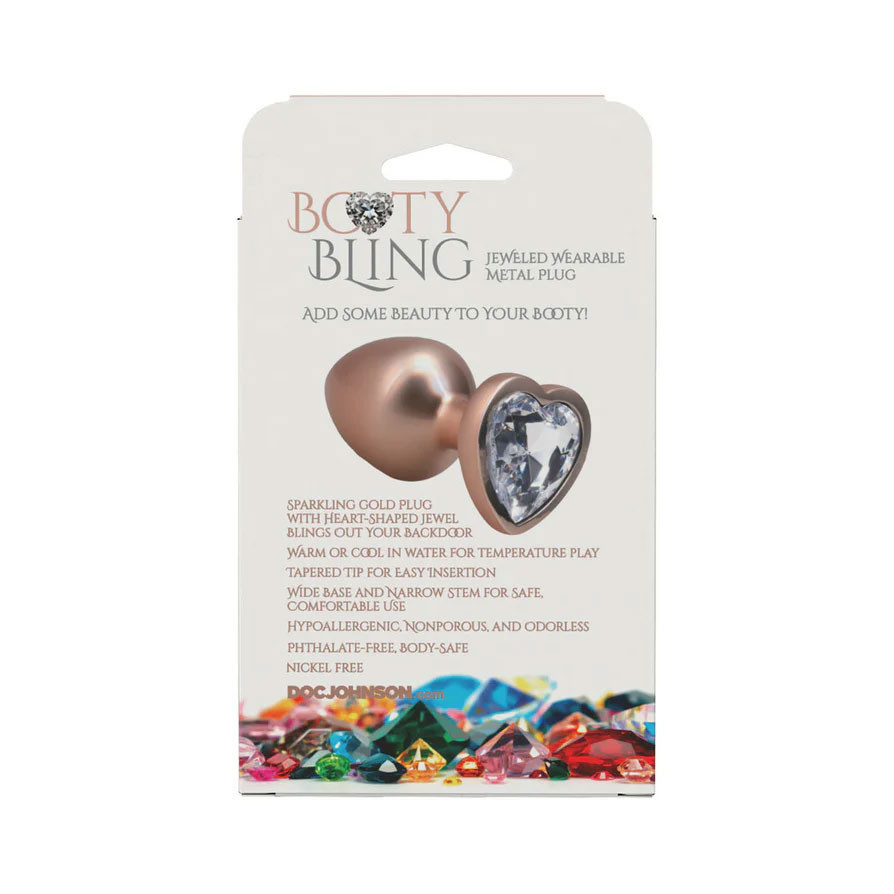 Booty Bling Metal Heart Plug - Medium - Gold