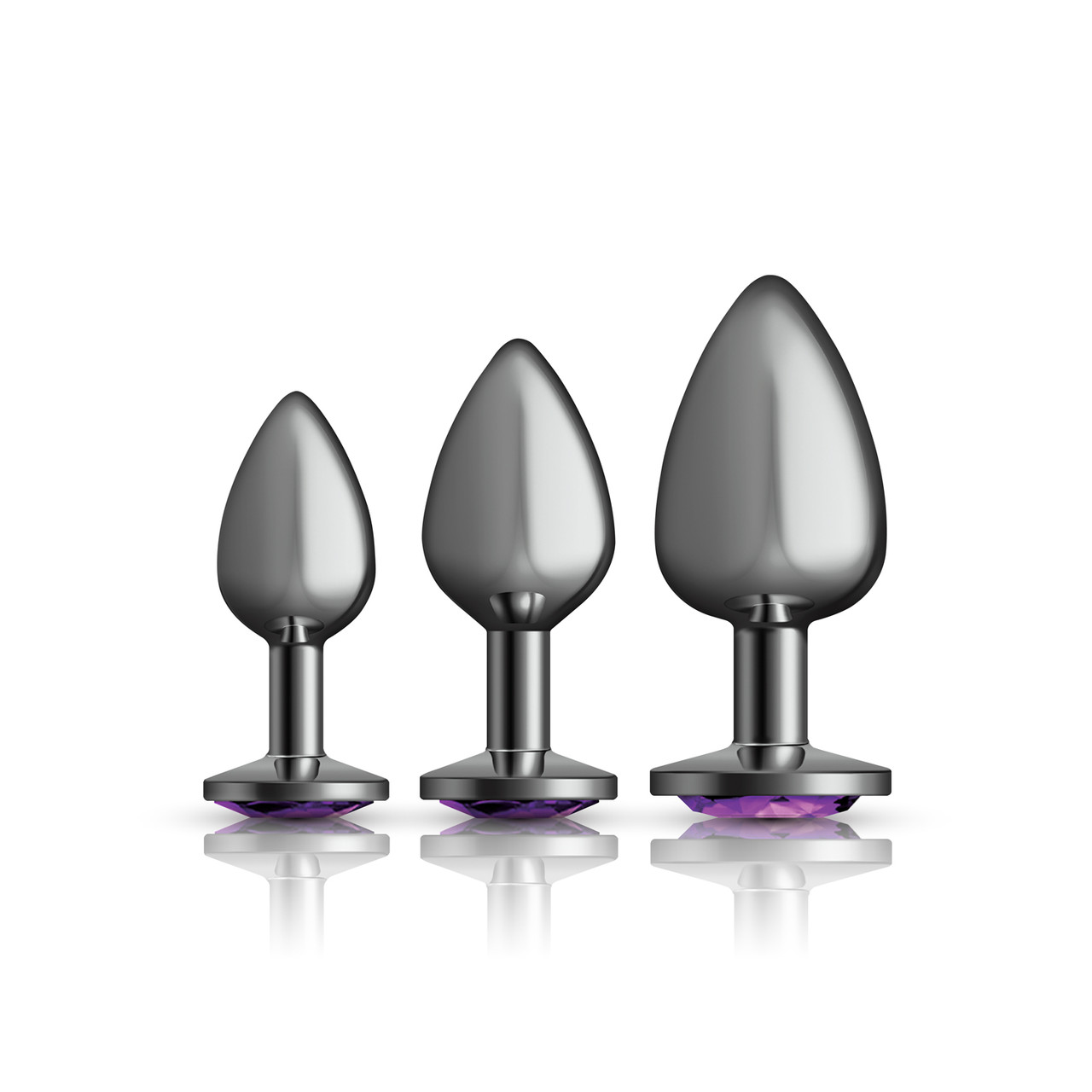 Purple Round Gem Anal Trainer Kit - Gunmetal