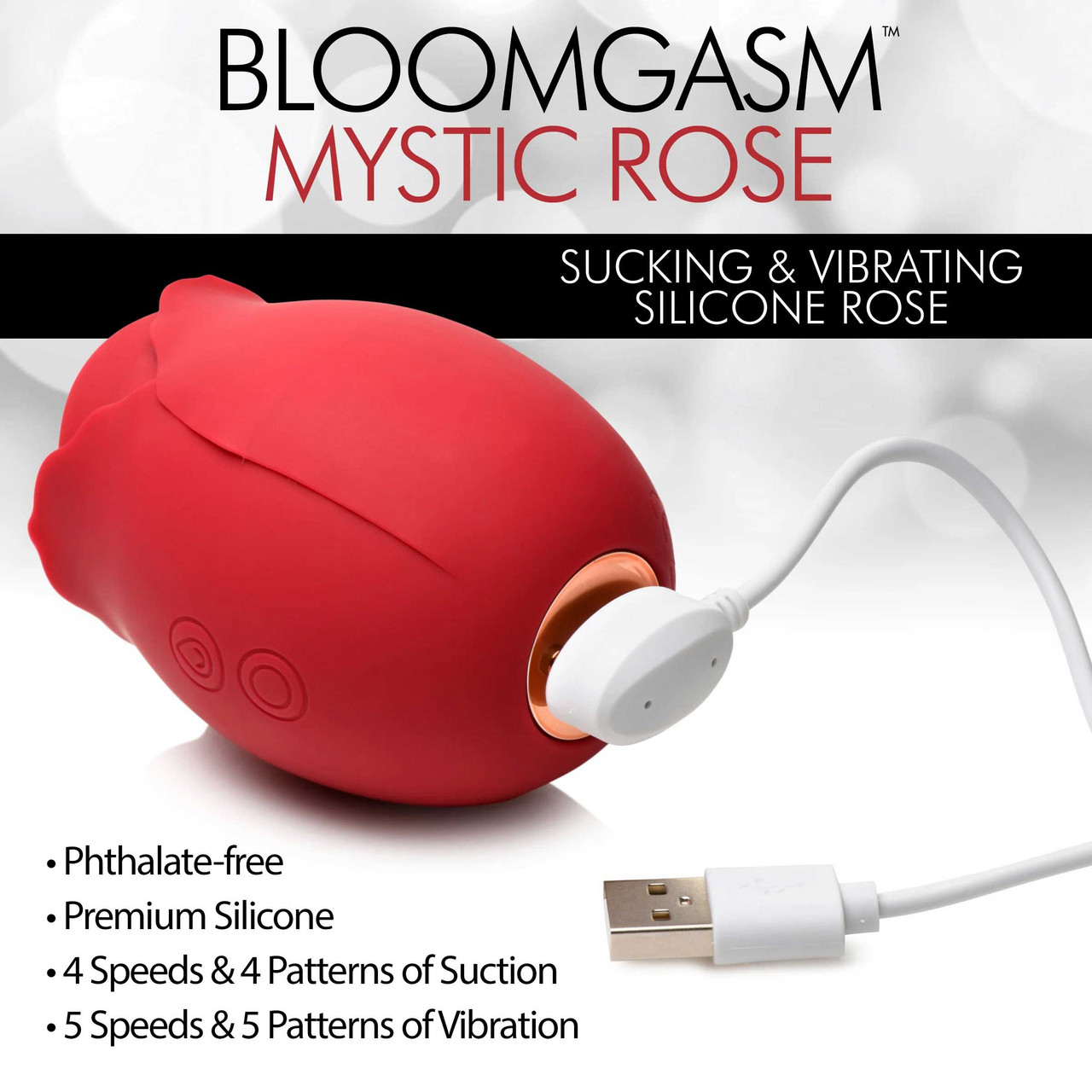 Mystic Rose Sucking and Vibrating Silicone Rose - Red