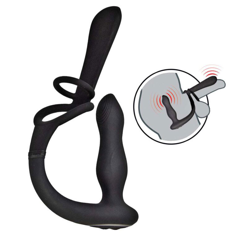 Enhancer Vibro Plug and Penis Sheath - Black