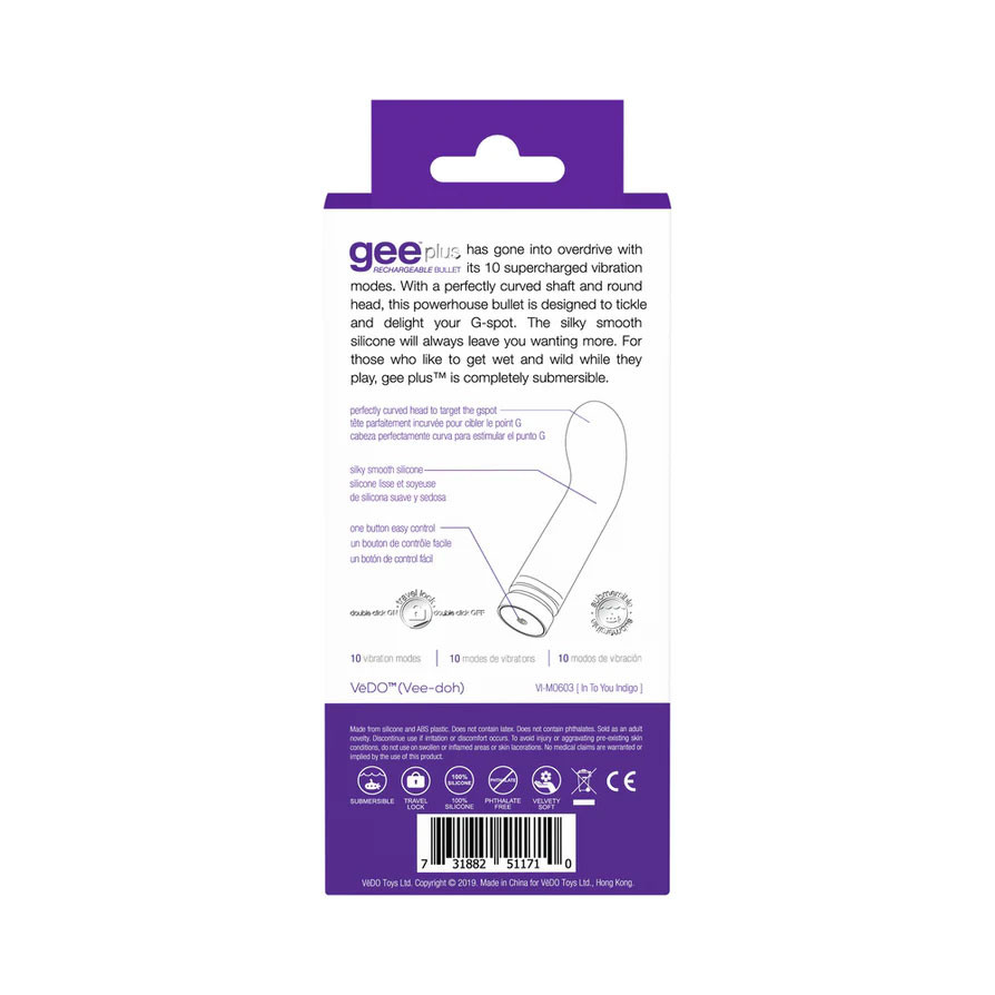 Gee Plus Rechargeable Mini Vibe - Into You Indigo