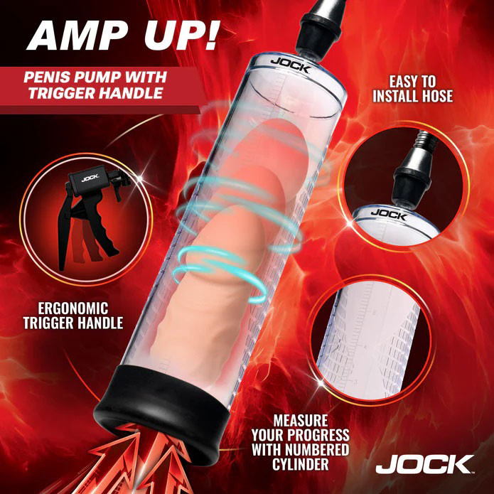 Amp Up Penis Pump With Trigger Handle - Clear