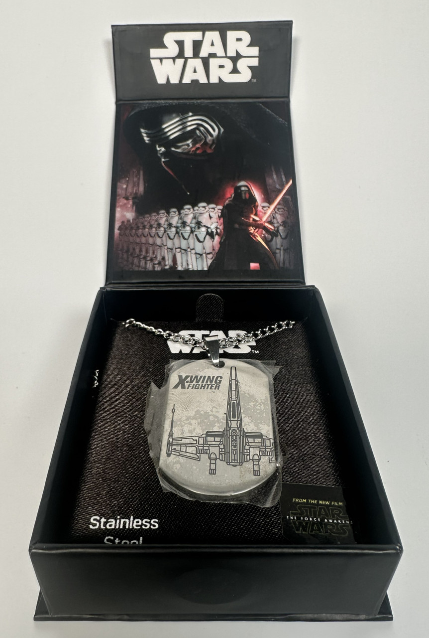 Stainless Steel Star Wars X-Wing Fighter Dog Tag Necklace