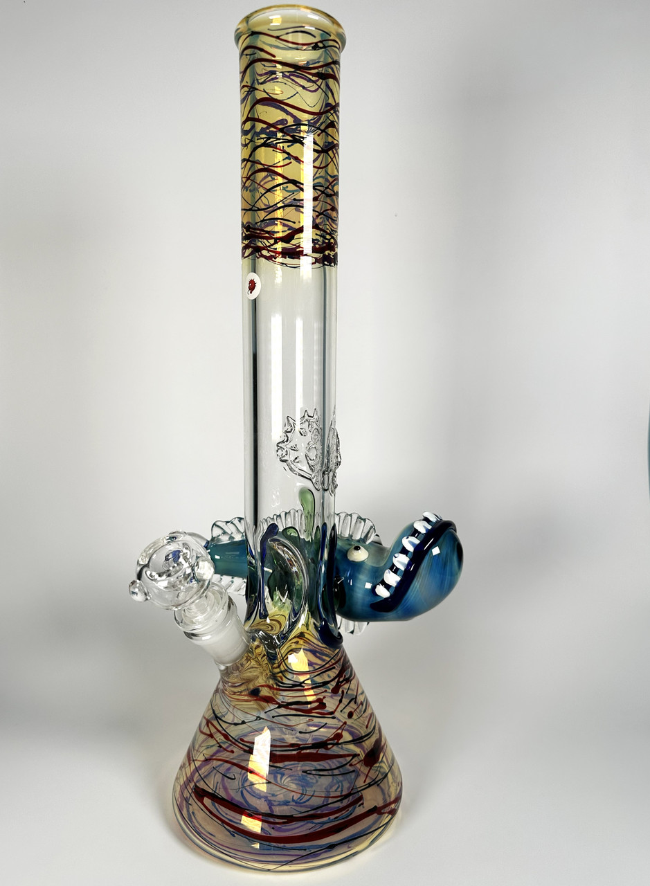 Handblown Deep Sea Anglerfish Beaker Bong – Heady Line-Work Edition (16")
