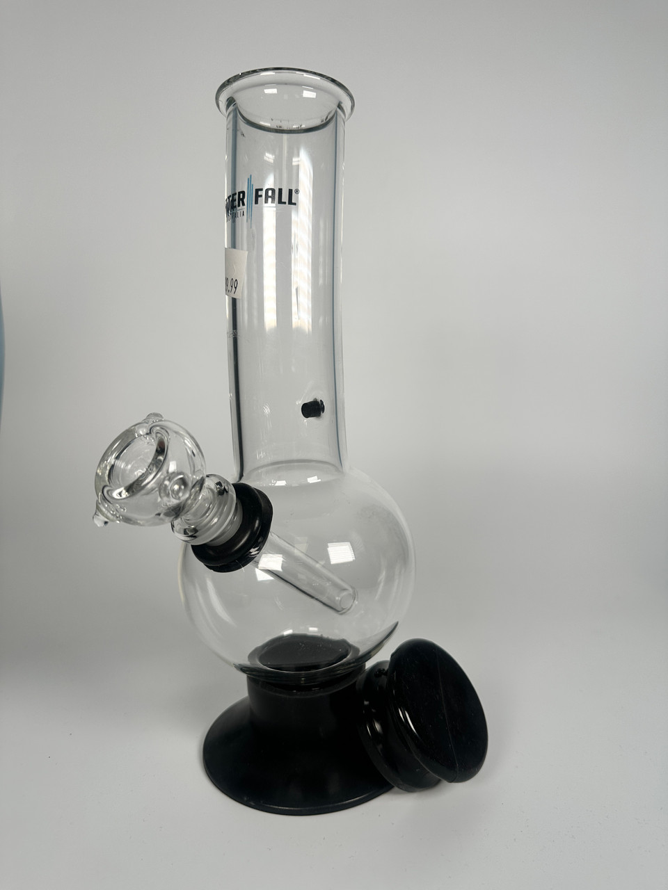 Waterfall Australia Clear Glass Water Pipe Classic Bubble Base Hookah Rig Carb Hole (10.5")