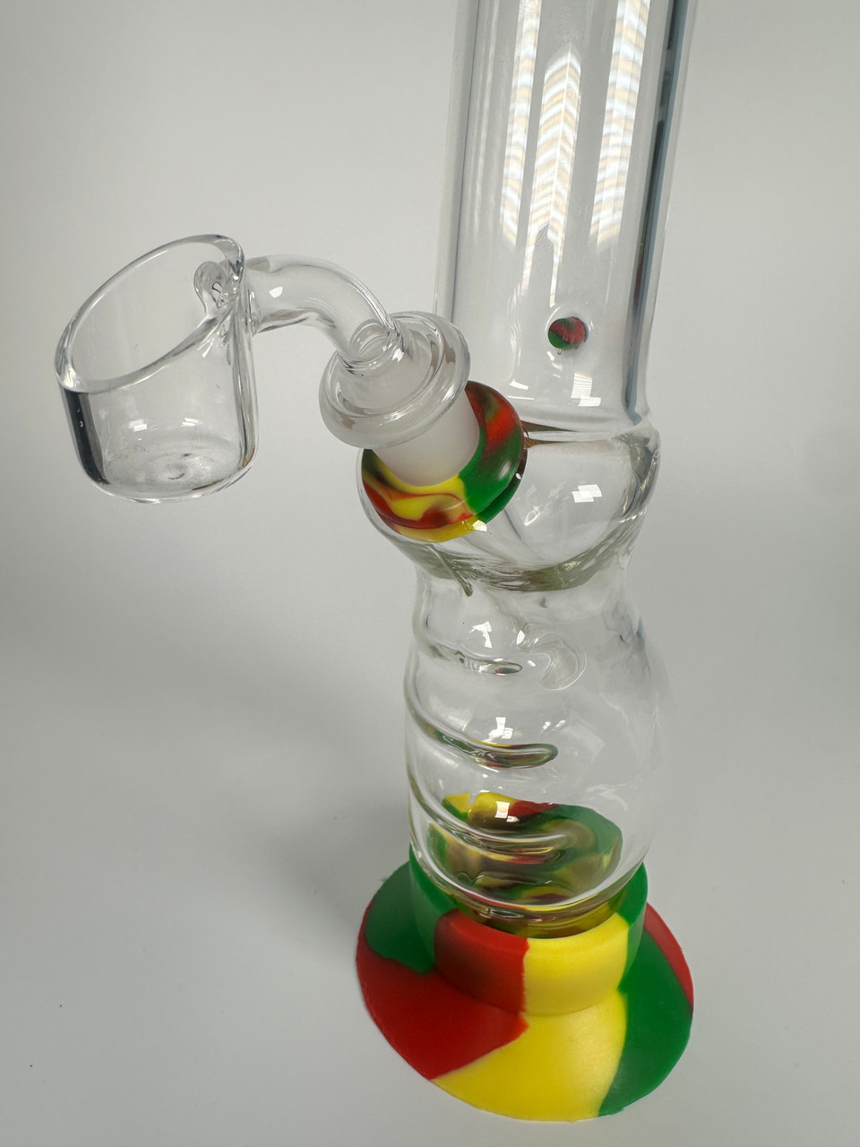 Waterfall Australia Gripped Glass Water Pipe Rasta Silicone Accents Quartz Banger Rig (13")