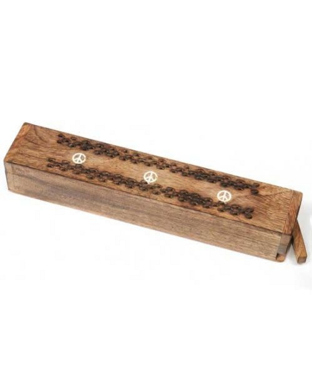Wood Incense Box Inlay Peace Sign