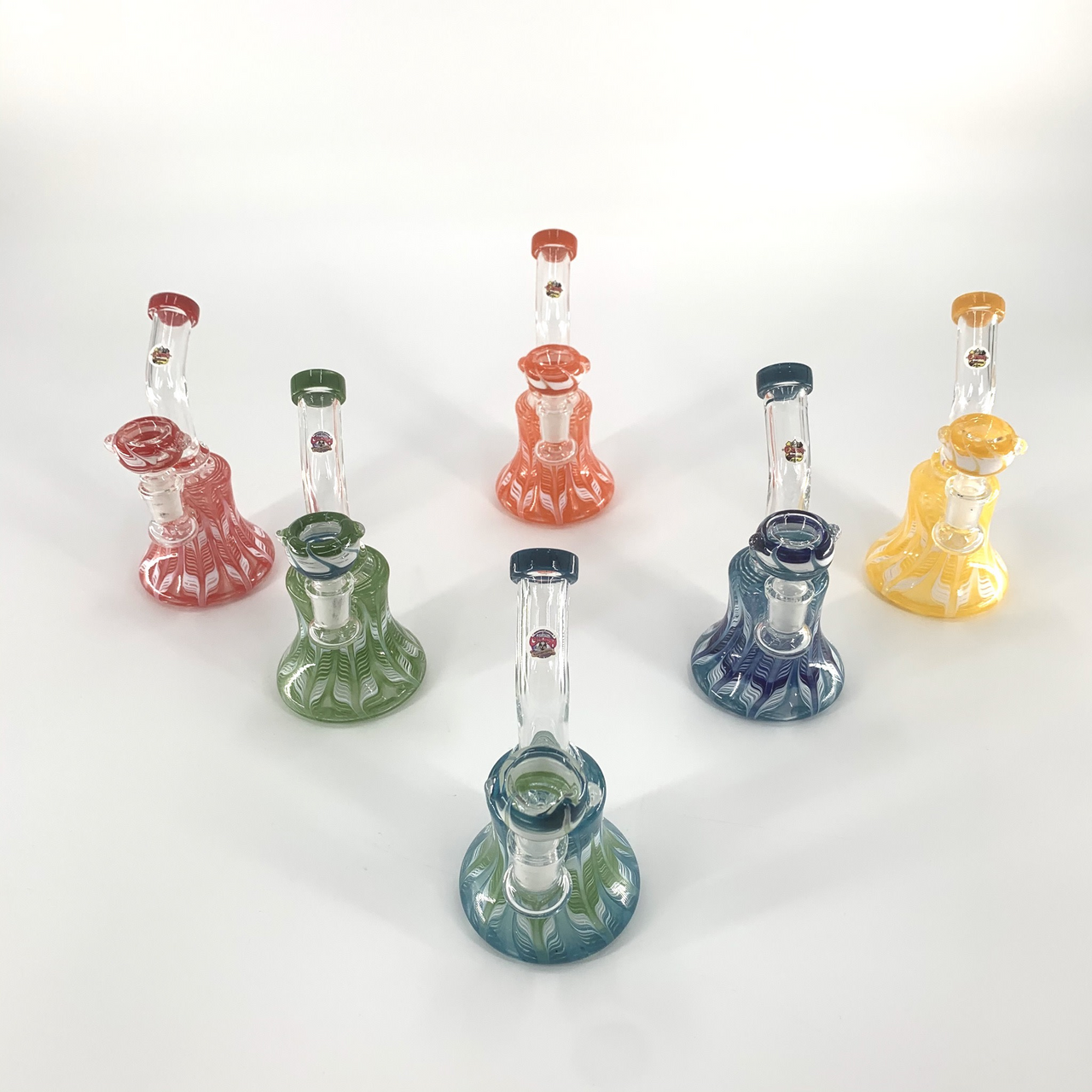 The Crush Glass: Feather Pattern Bell Mini Water Pipe (6")