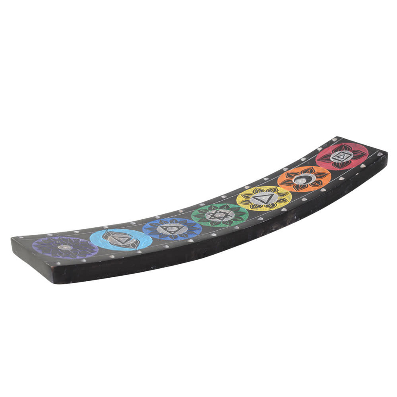 7 Chakra Stone Incense Sled Burner (12")