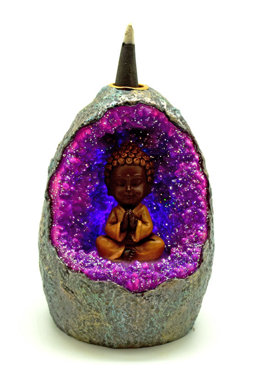 Buddha LED Light Cave Backflow Incense Burner