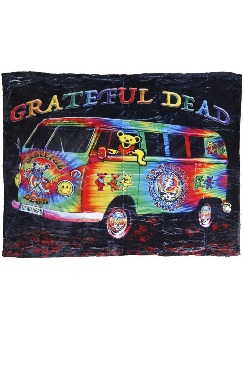 Grateful Dead Tie Dye Van Fleece Throw Blanket (50"x60")