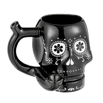 Black Sugar Skull Pipe Mug
