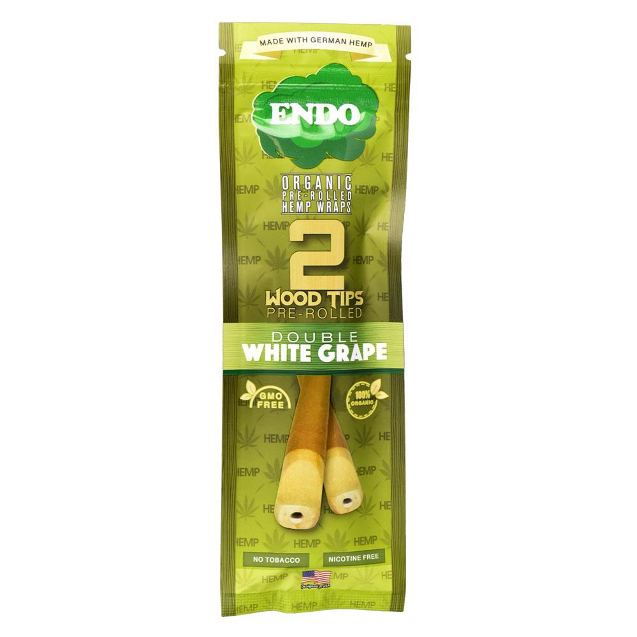 Endo Hemp Wraps Pre-Rolled w/ Wood Tips (2 Pack)