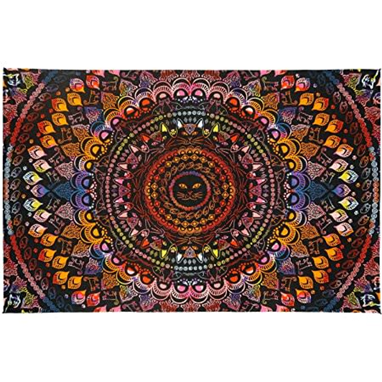 3-D Colorful Cat Mandala Tapestry (90"x60")