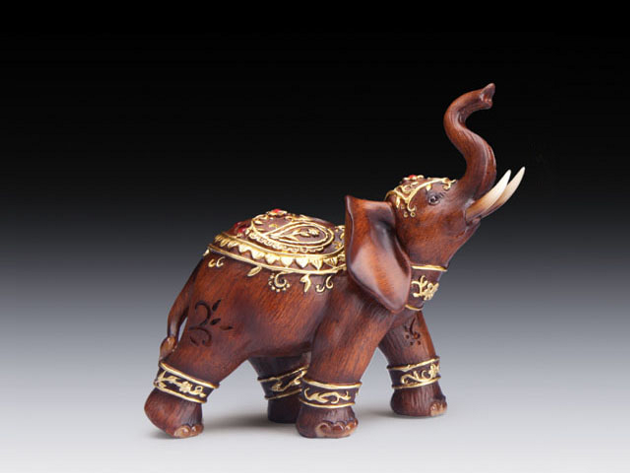Elephant with Golden Decor Figurine (4.125")