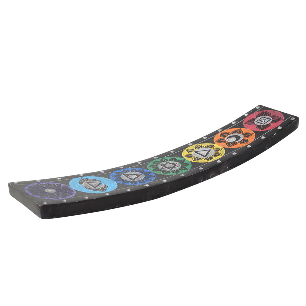 7 Chakra Incense Burner Sled Black (10")