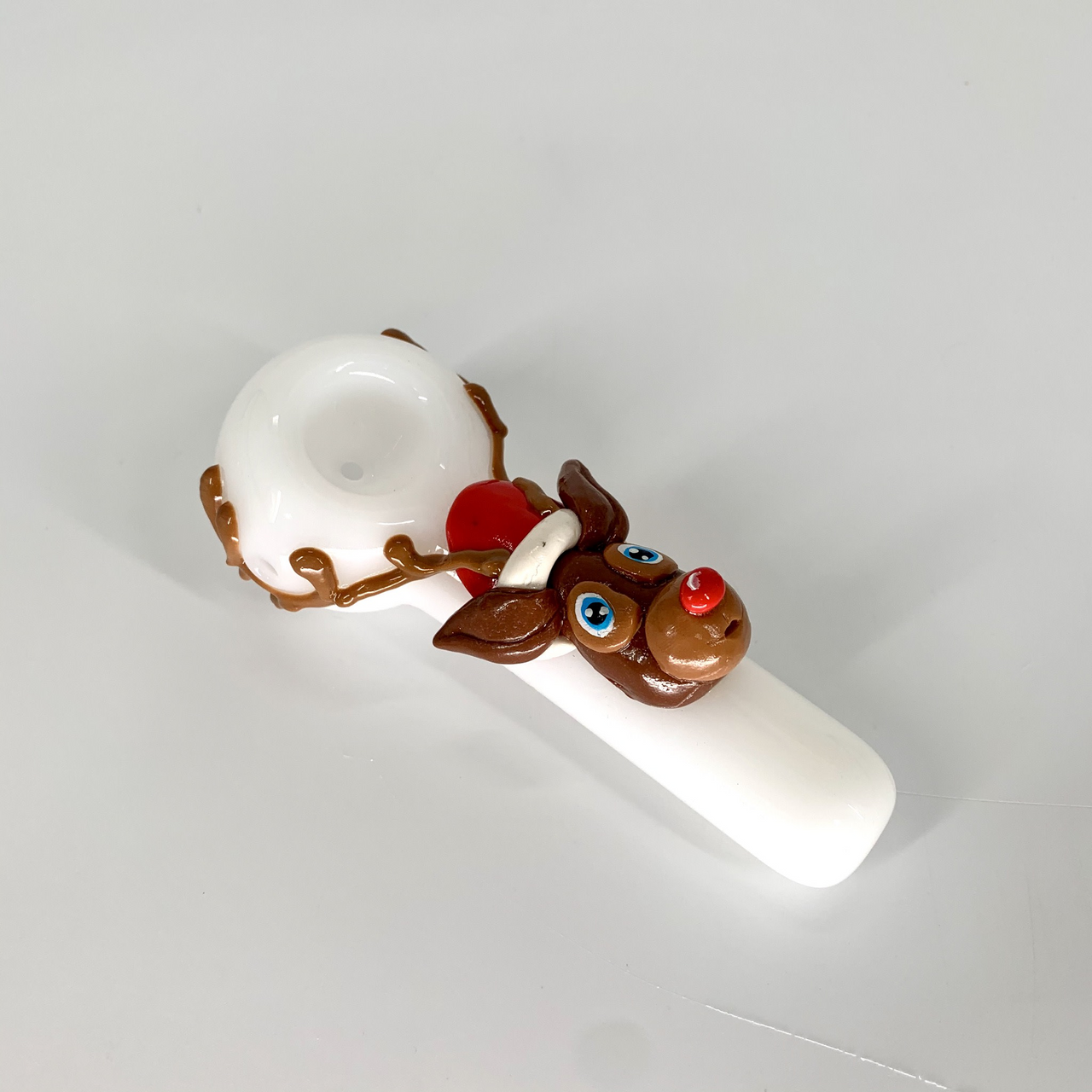 The Crush Glass: Ivory White Christmas Hand Pipe (4.5")