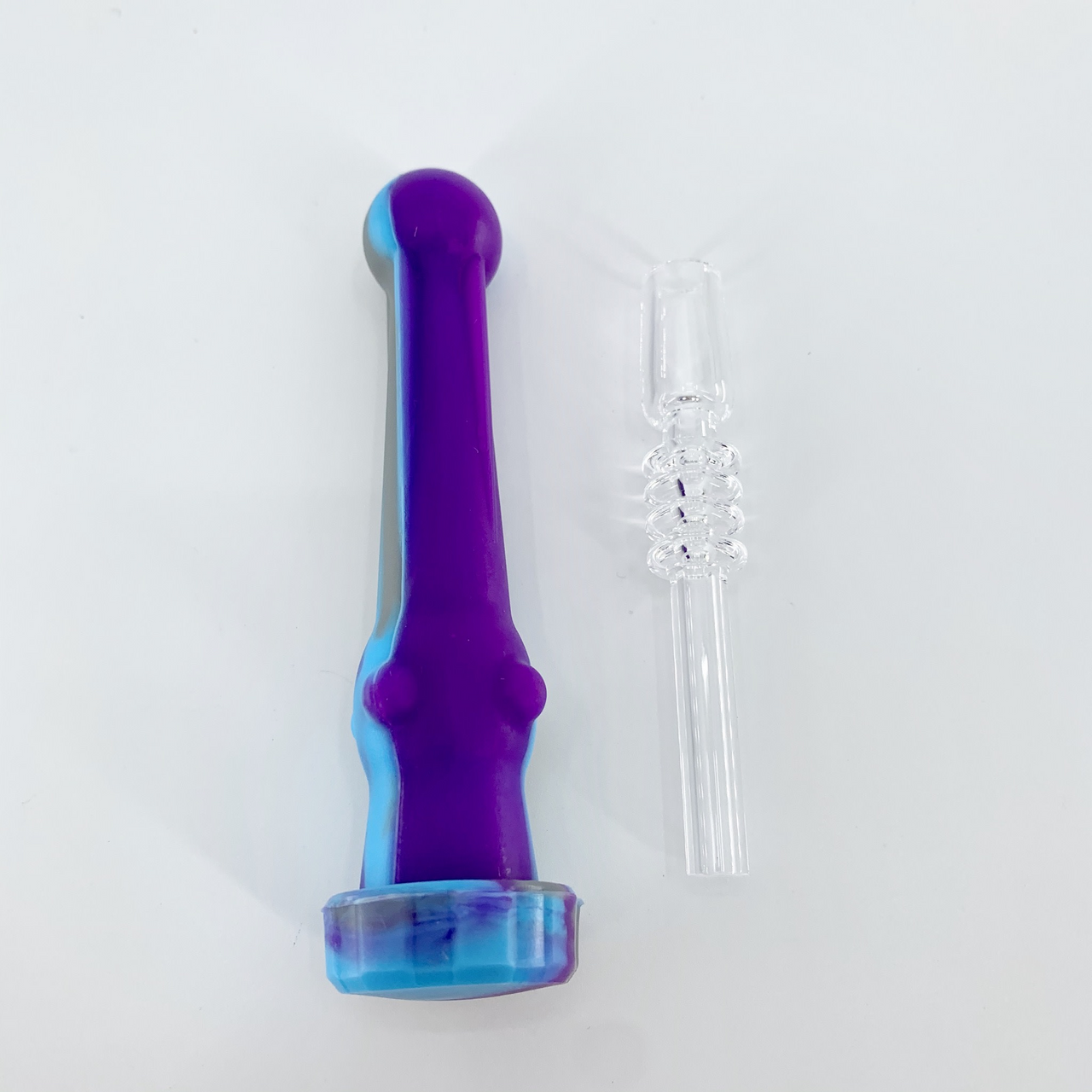 Silicone Nectar Collector with 14mm Quartz Nail - Assorted Colors