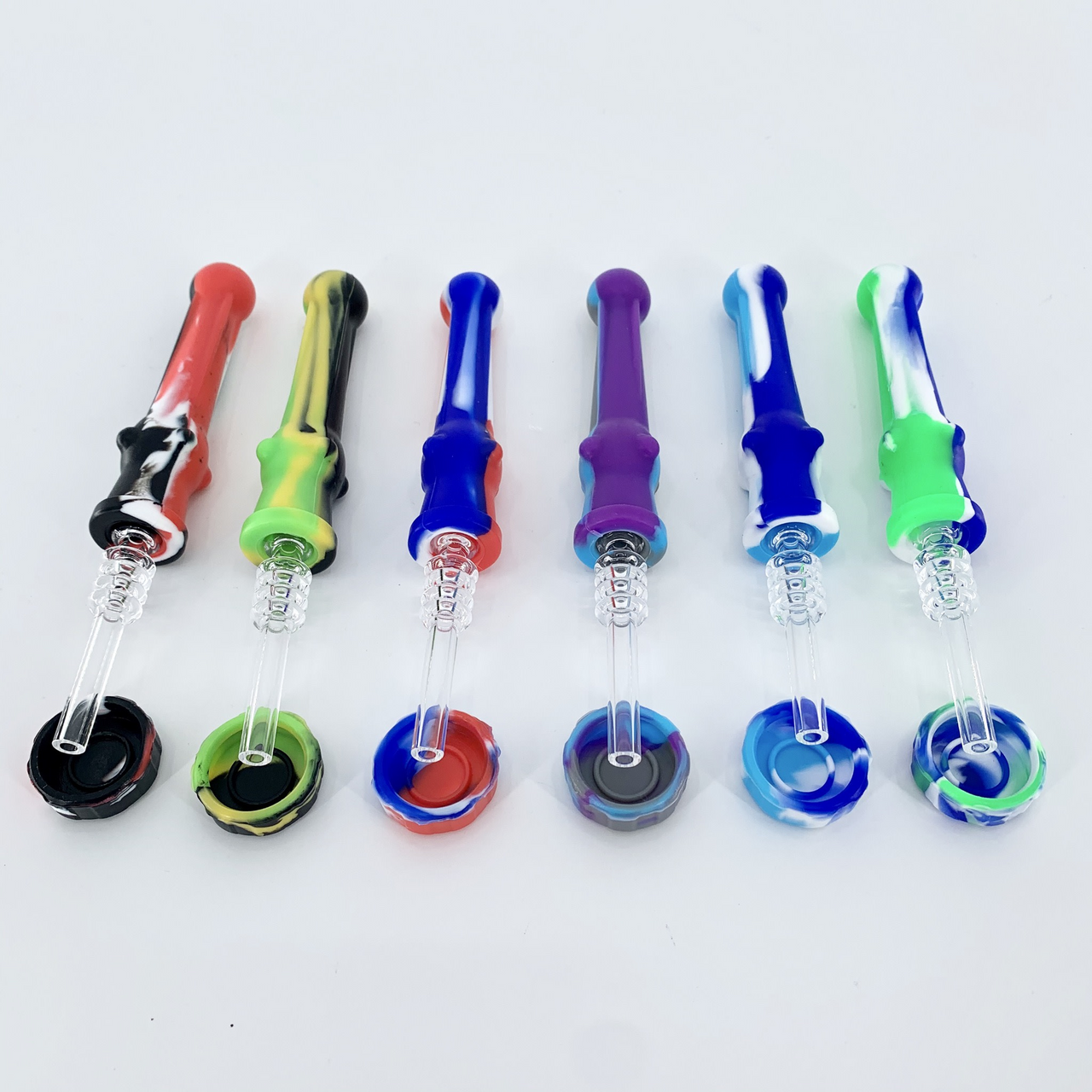 Silicone Nectar Collector with 14mm Quartz Nail - Assorted Colors