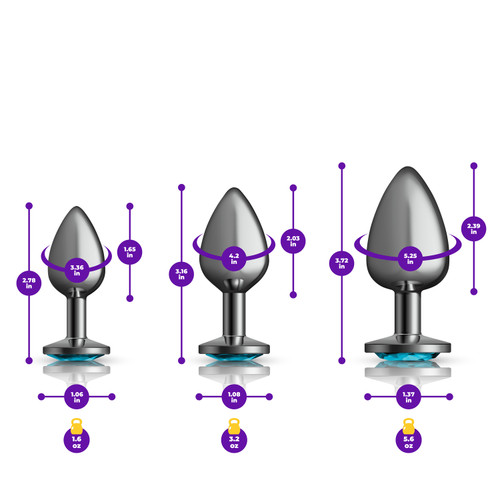 Teal Round Gem Anal Trainer Kit - Gunmetal