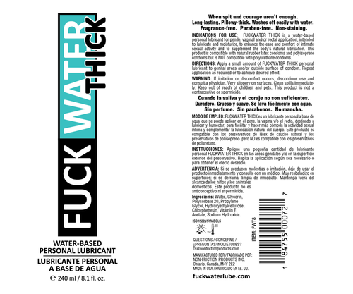 Fuck Water Thick 8oz Clear Water Based Lubricant