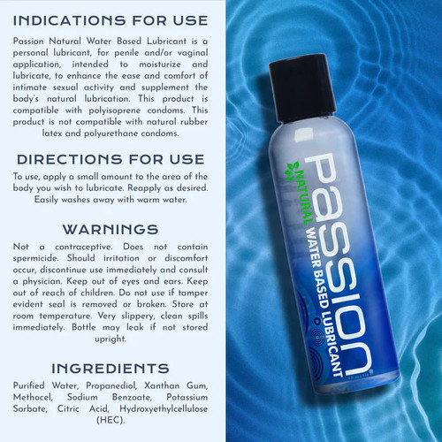 Passion Natural Water Based Lubricant 4 Oz