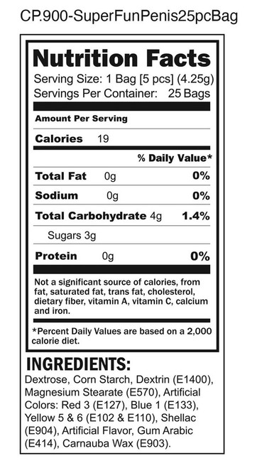 Super Fun Penis Candy 25 Individual Fun-Size Packages