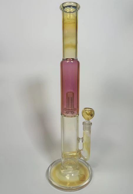 Locally Blown Double Perc Water Pipe With Fuming (18")