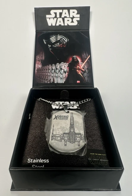 Stainless Steel Star Wars X-Wing Fighter Dog Tag Necklace