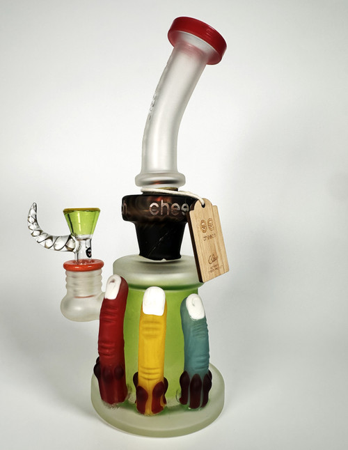 Authentic Cheech Glass "Hand of Fate" Frosted Sandblasted Water Pipe (9")
