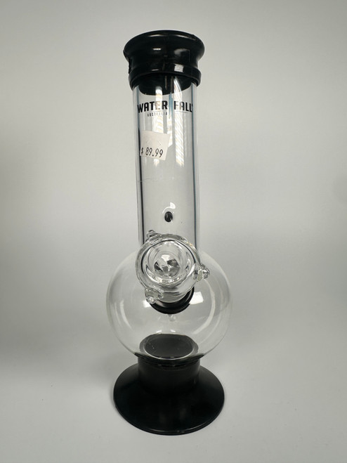 Waterfall Australia Clear Glass Water Pipe Classic Bubble Base Hookah Rig Carb Hole (10.5")
