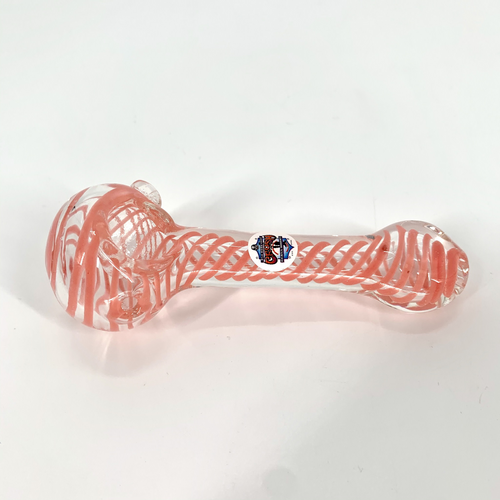 The Crush Glass Flat Mouth Swirl Hand Pipe (4")