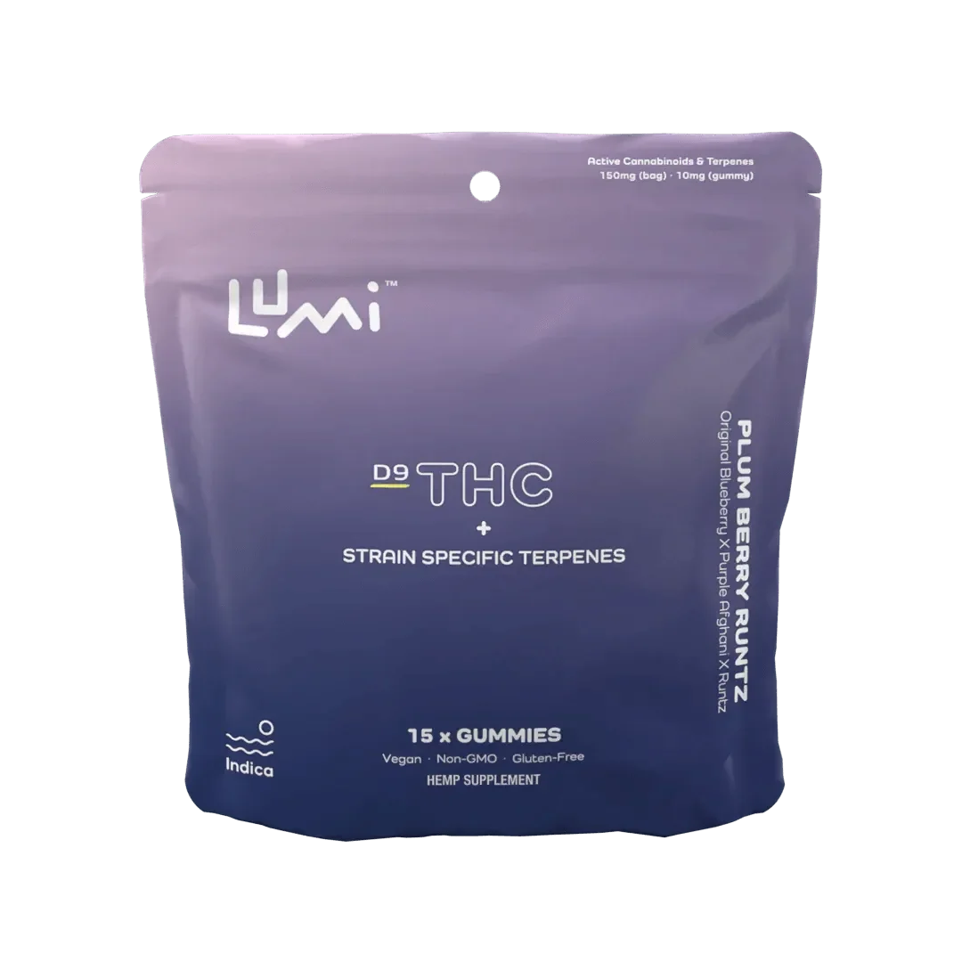 Several packages of Delta 9 THC gummy products.