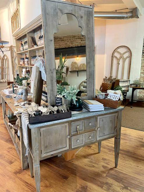 Wood and Metal Topped Sideboard