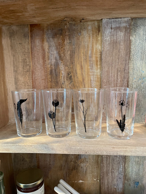 Set of 4 Botanical Juice Glasses