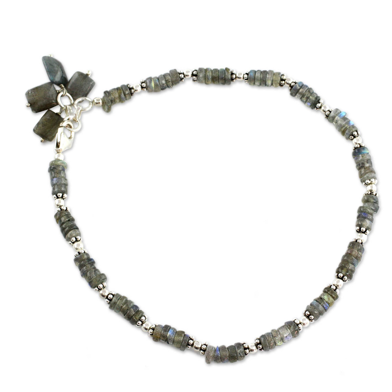 Labradorite Anklet Sterling Silver Handmade India 'Mystical