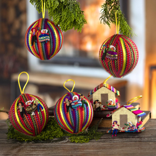 Andean Style Christmas Ornaments Set of 6 'Peruvian Christmas'