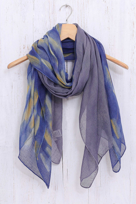 Woven Cotton Batik Scarves from Thailand Pair 'Batik Vacation'