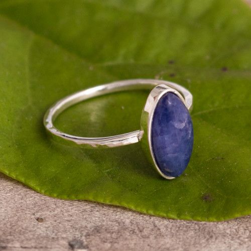 Sterling Silver and Sodalite Cocktail Ring From Peru 'Andes Night Sky'