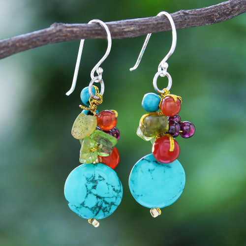 Chalcedony and Peridot Dangle Earrings 'Day Trip'