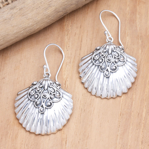 Artisan Crafted Sterling Silver Dangle Earrings 'Seashore Treasure'