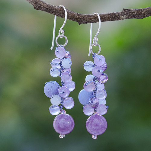 Hand Crafted Quartz Dangle Earrings 'Frosted Candy'