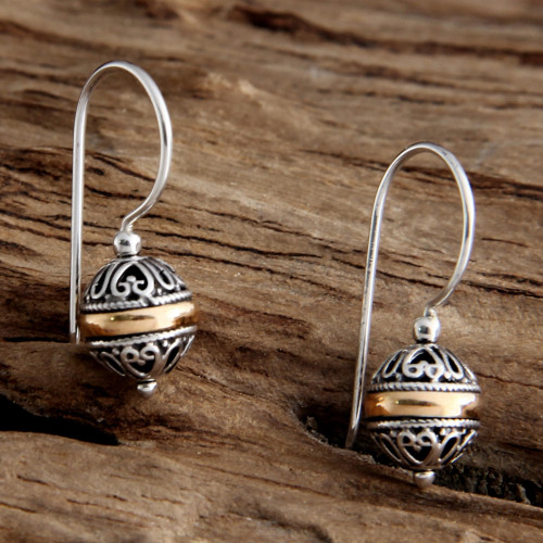 Sterling Silver and Gold Accent Dangle Earrings 'Lampion'