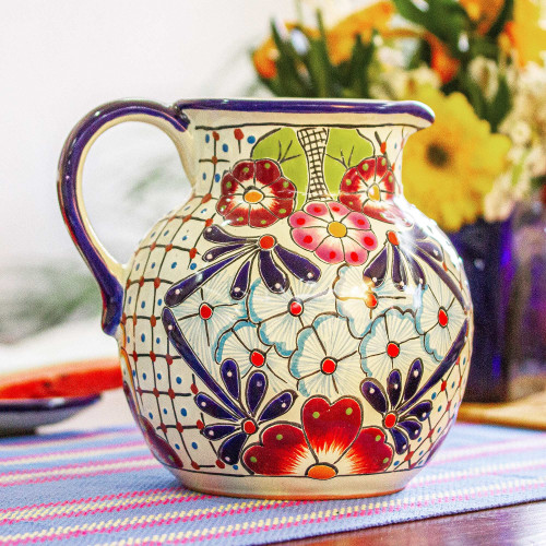 Colorful Talavera-style Ceramic Pitcher 'Colors of Mexico' Colorful Talavera-style Ceramic Pitcher 'Colors of Mexico'