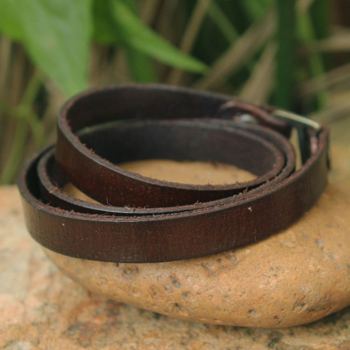 Leather wrap bracelet 'Enigma in Brown'