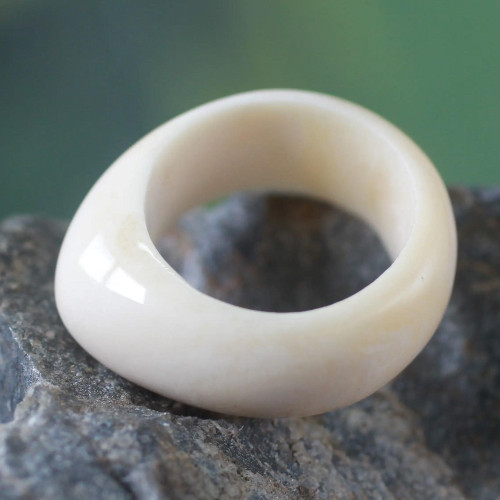 Artisan Crafted Domed Ring 'Ivory Eagle Spirit'