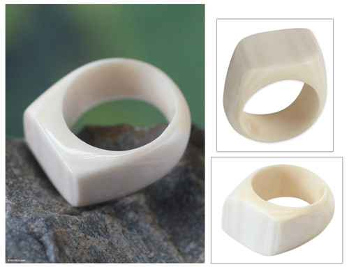 Cow Bone Cocktail Ring 'Eagle Honor'