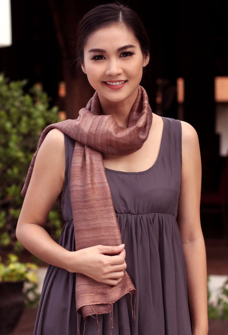 Unique Silk Scarf from Thailand 'Bold Spice'